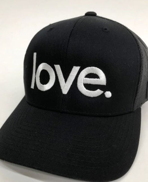 love Trucker Hat available in Black and White