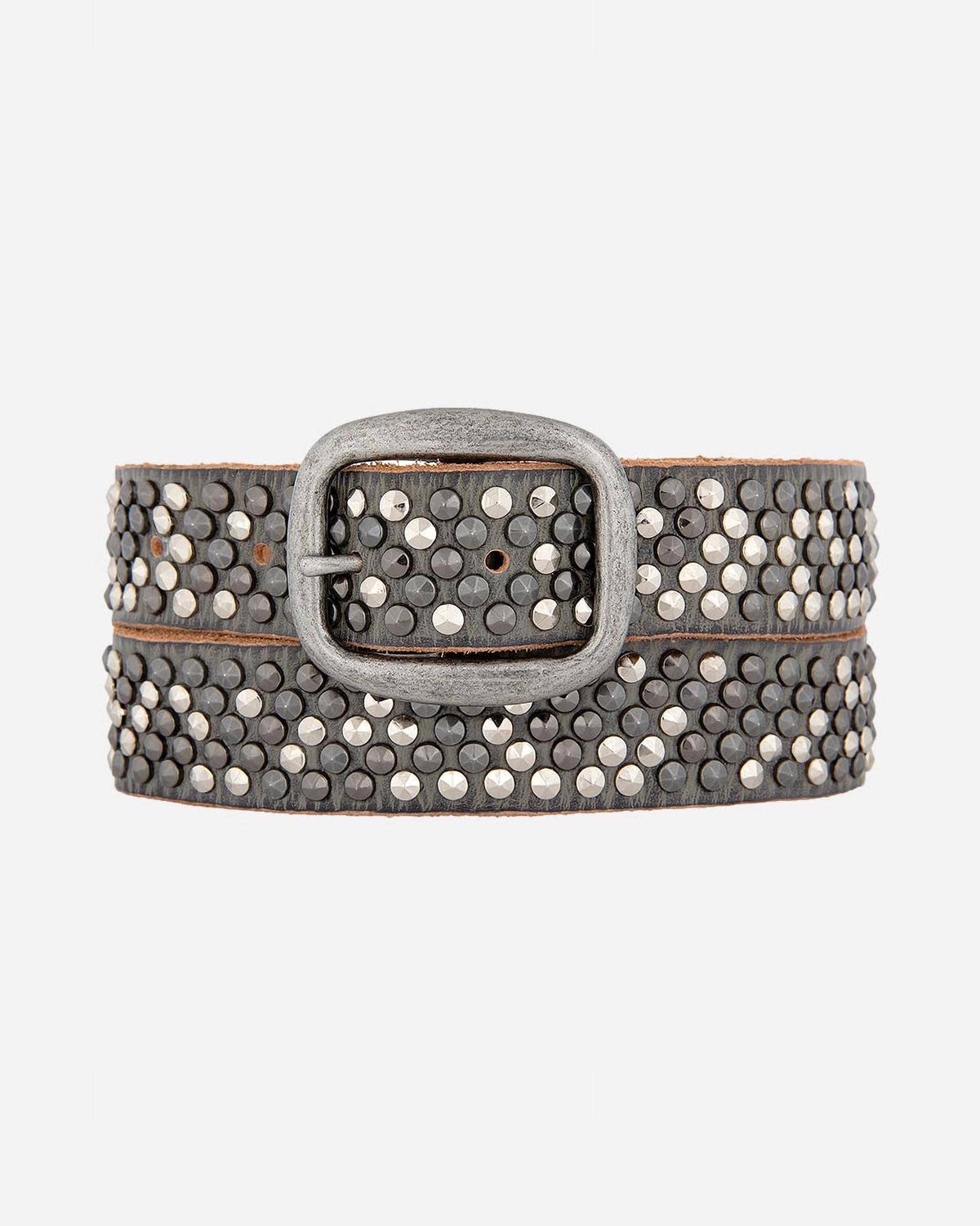 Britta | Vintage Silver Buckle Studded Leather Belt Women
