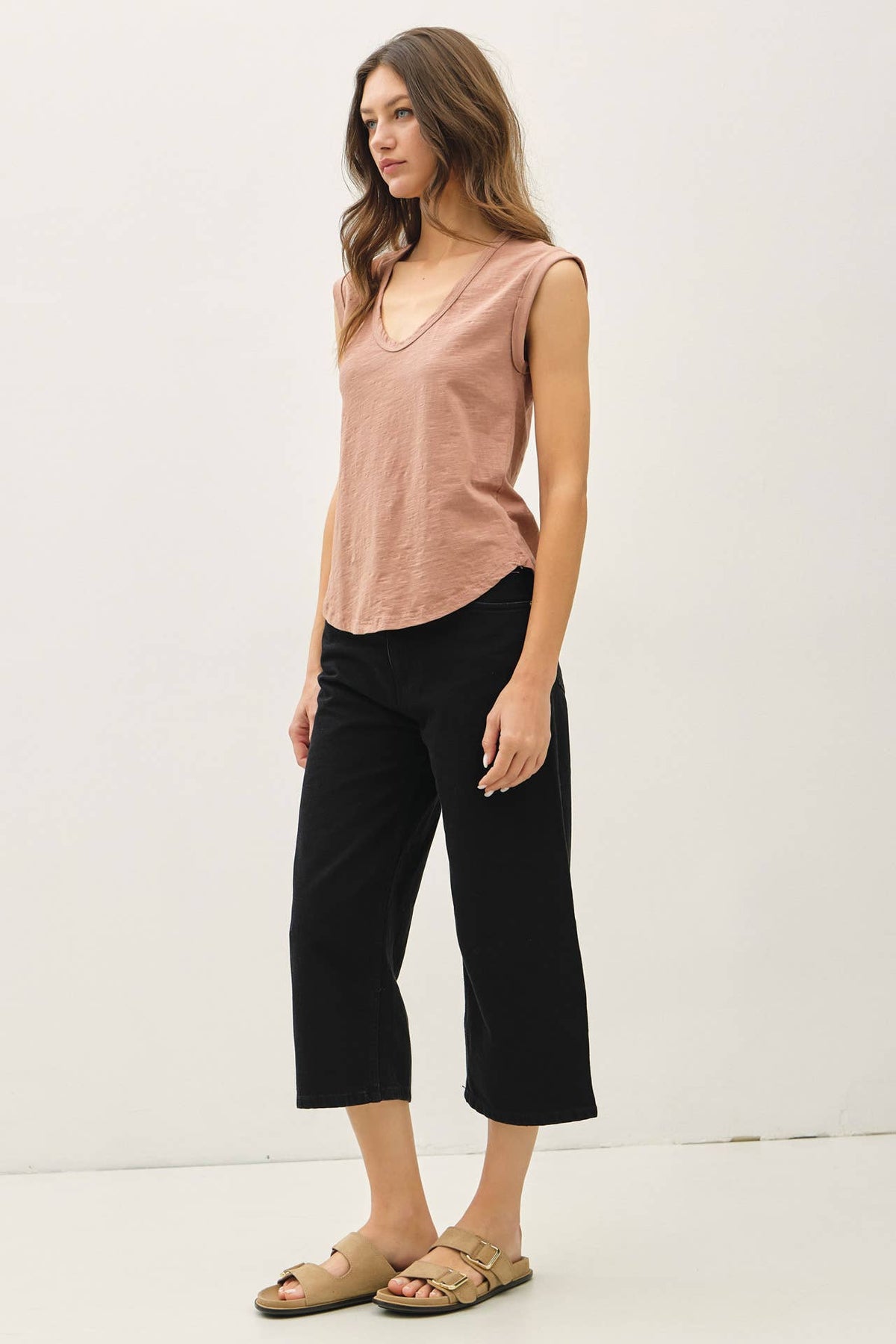 NEW SHADE-BASIC CAP SLEEVE GARMENT DYED TOP