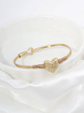 Hammered Heart Hook Closure Cuff Bracelet