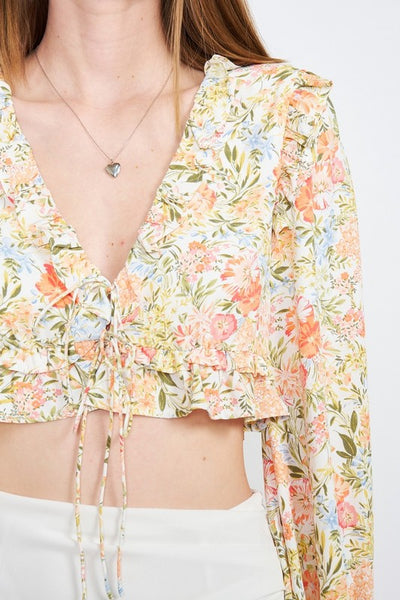 Floral Print Ruffle Top