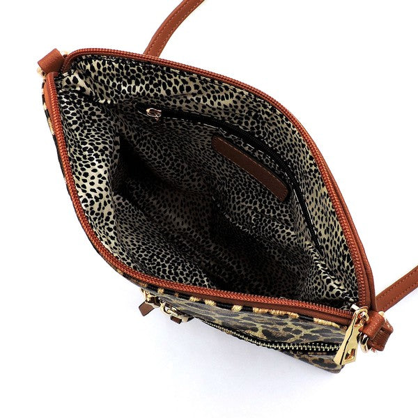 Leopard Zip Crossbody Bag