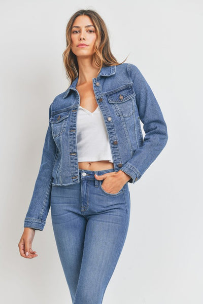 CLEAN DENIM JACKET W/ FRAY