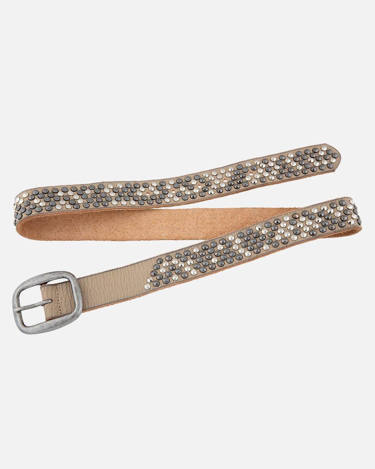 Britta | Vintage Silver Buckle Studded Leather Belt Women