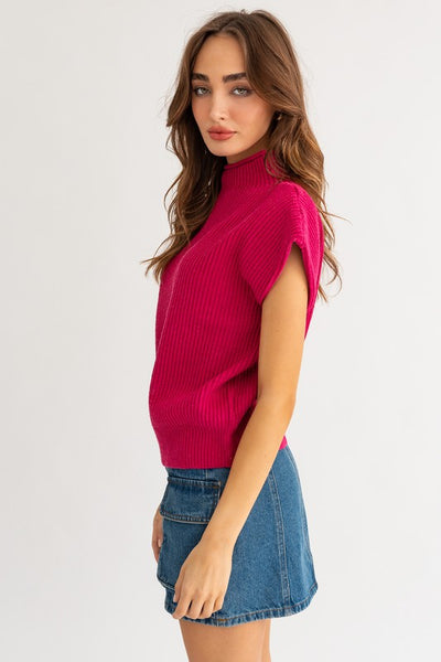 Turtle Neck Power Shoulder Sweater