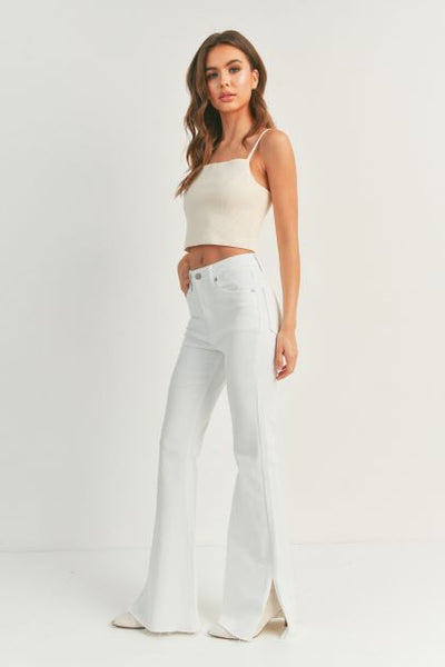 HIGH RISE OUTER SLIT FLARE JEANS