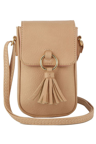 Tassel Ring Flap Cell Phone Crossbody Bag Wallet available in 5 colors