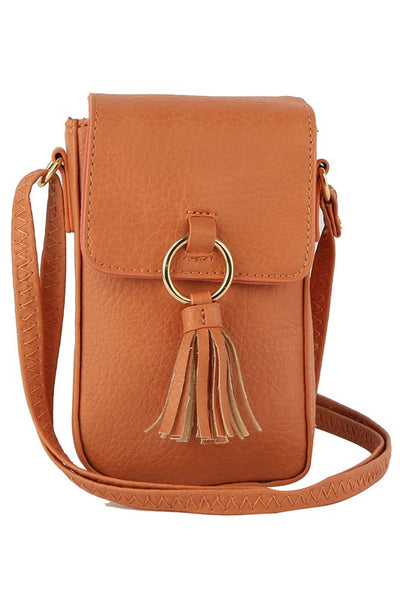 Tassel Ring Flap Cell Phone Crossbody Bag Wallet available in 5 colors