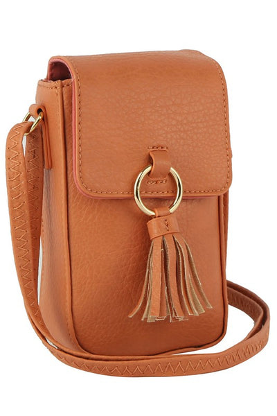 Tassel Ring Flap Cell Phone Crossbody Bag Wallet available in 5 colors