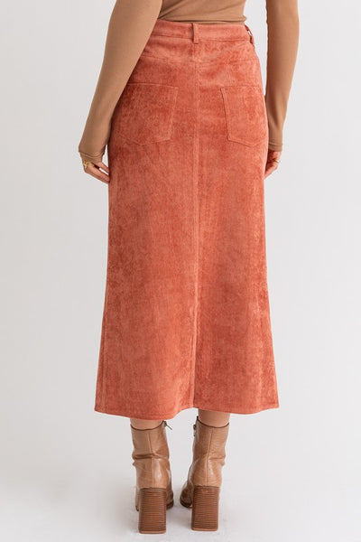 Rusty Corduroy Midi Skirt