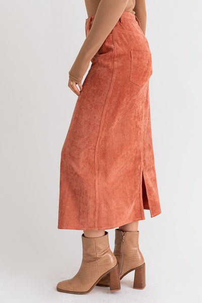 Rusty Corduroy Midi Skirt