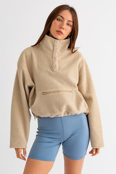 Boxy Fleece Quarter Zip Sweater