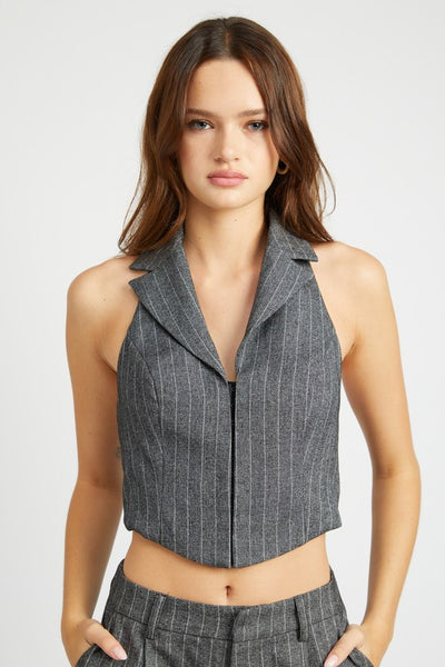 Vested Halter Neck Top