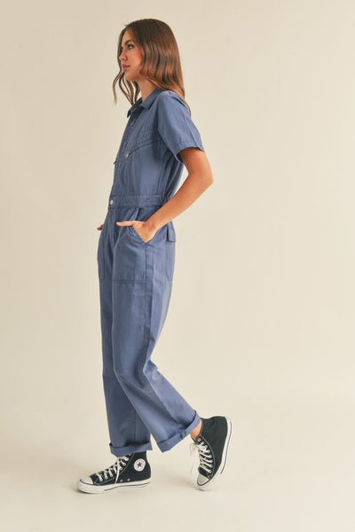 WASHED COTTON UTILITY JUMPSUIT MO