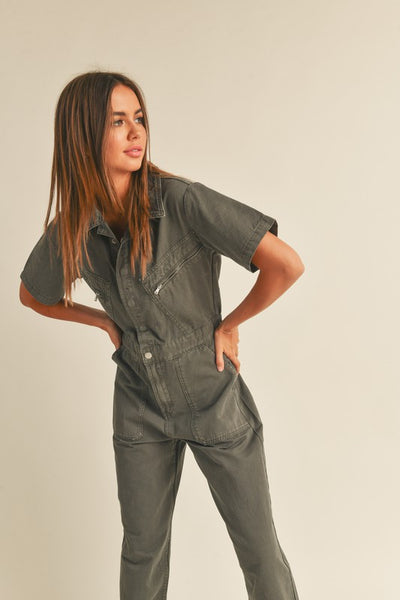 WASHED COTTON UTILITY JUMPSUIT MO