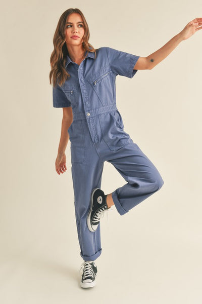 WASHED COTTON UTILITY JUMPSUIT MO