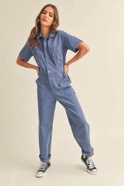 WASHED COTTON UTILITY JUMPSUIT MO