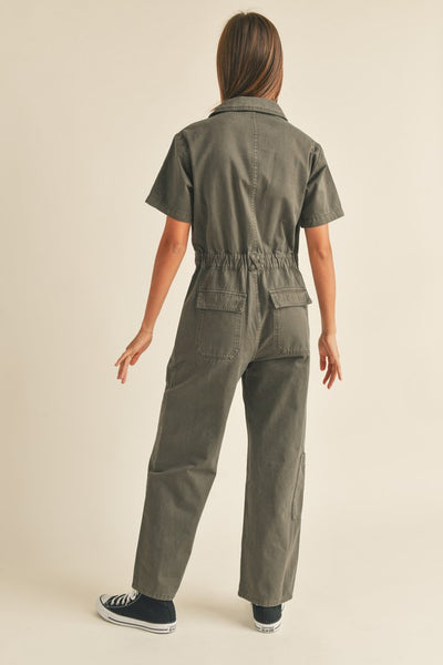 WASHED COTTON UTILITY JUMPSUIT MO