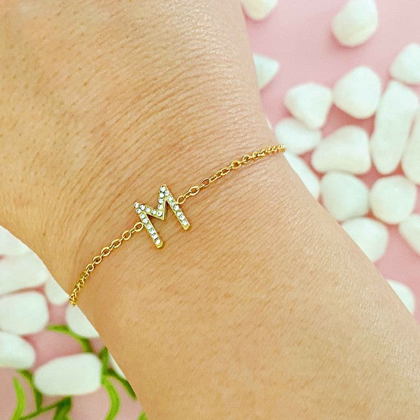 Dainty Sparkle Initial Bracelet