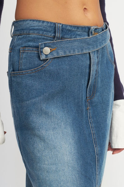 Belted Denim Skirt