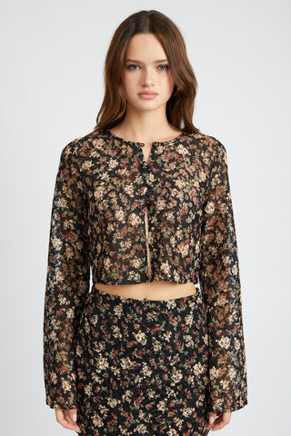 Bell Sleeve Cropped Blouse
