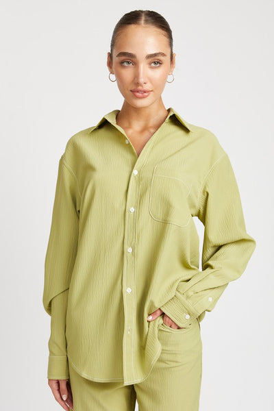 Contrasted Stitch Button Up