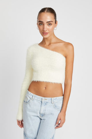 One Shoulder Fluffer Sweater