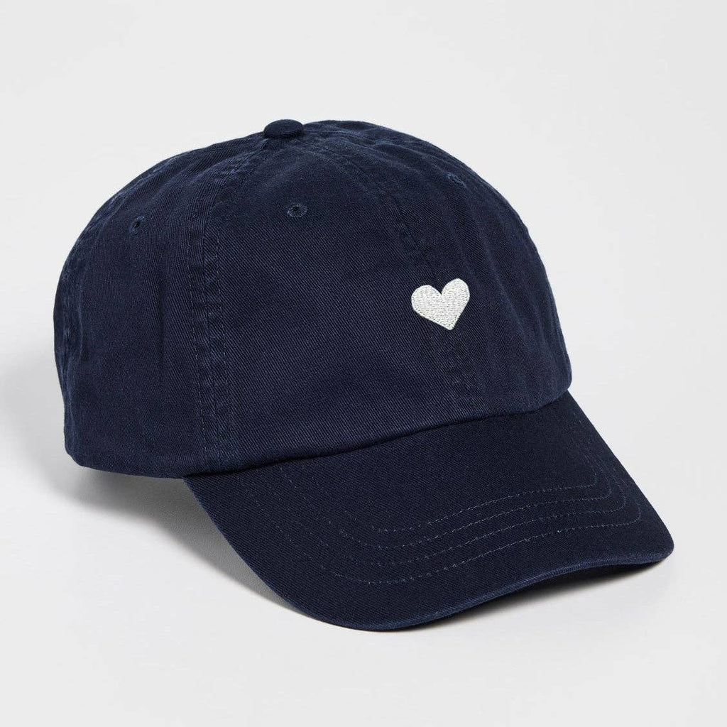 Navy Cotton Dad Hat - Embroidered Heart Cap