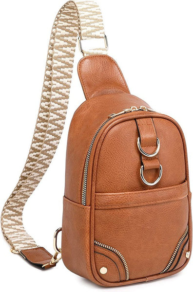 Gold Ring Zipper Sling Fanny Travel Crossbody Bag