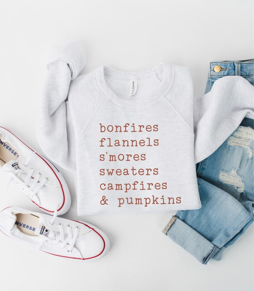 bonfires flannels s'mores Bella Crew Sweatshirt