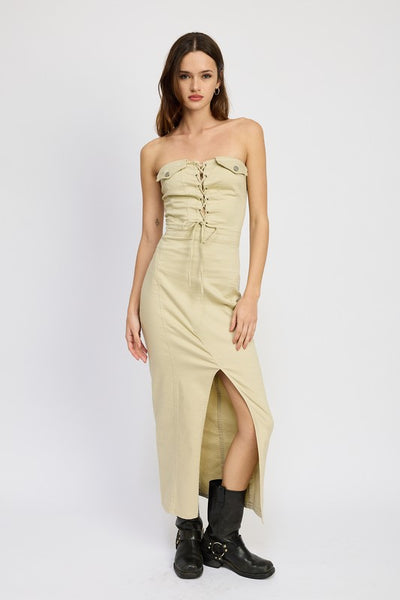 Cargo Lace Up Maxi Dress