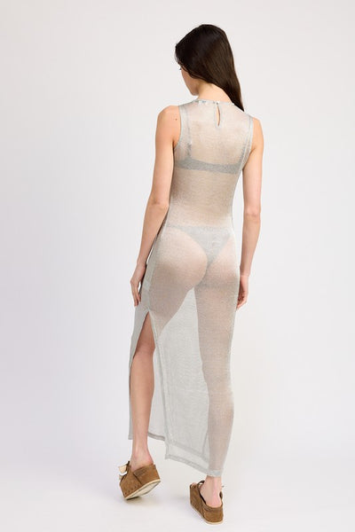 Mesh Silver Maxi Dress