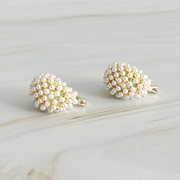 Pearl Knit Hoop Earrings