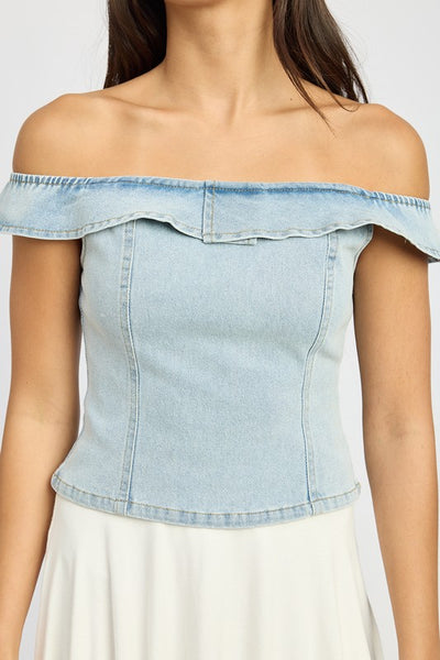 Off the Shoulder Denim Top