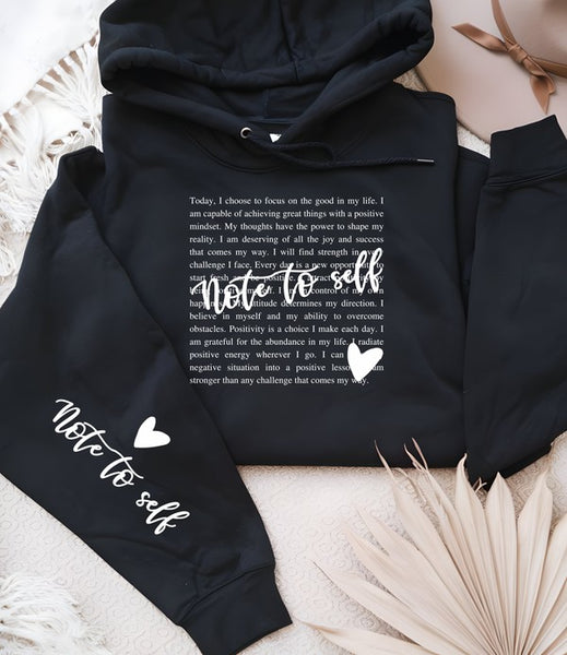 Note to Self Postive Graphic Hoodie