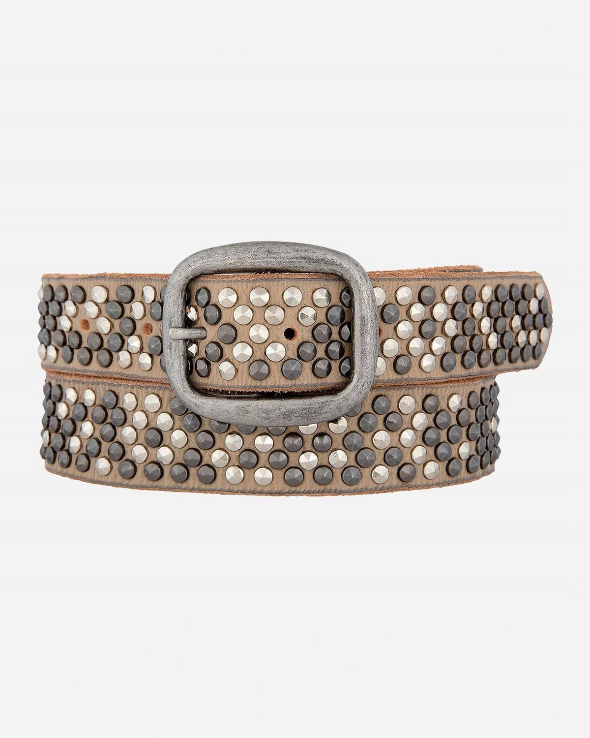 Britta | Vintage Silver Buckle Studded Leather Belt Women