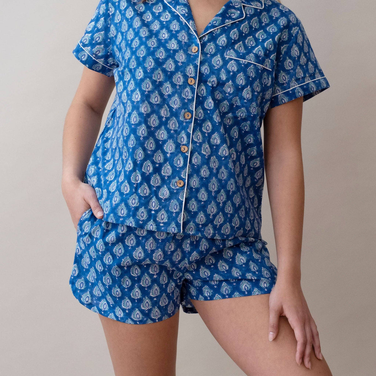 Short Sleeve/ Shorts Pajama Set- Pai Royal