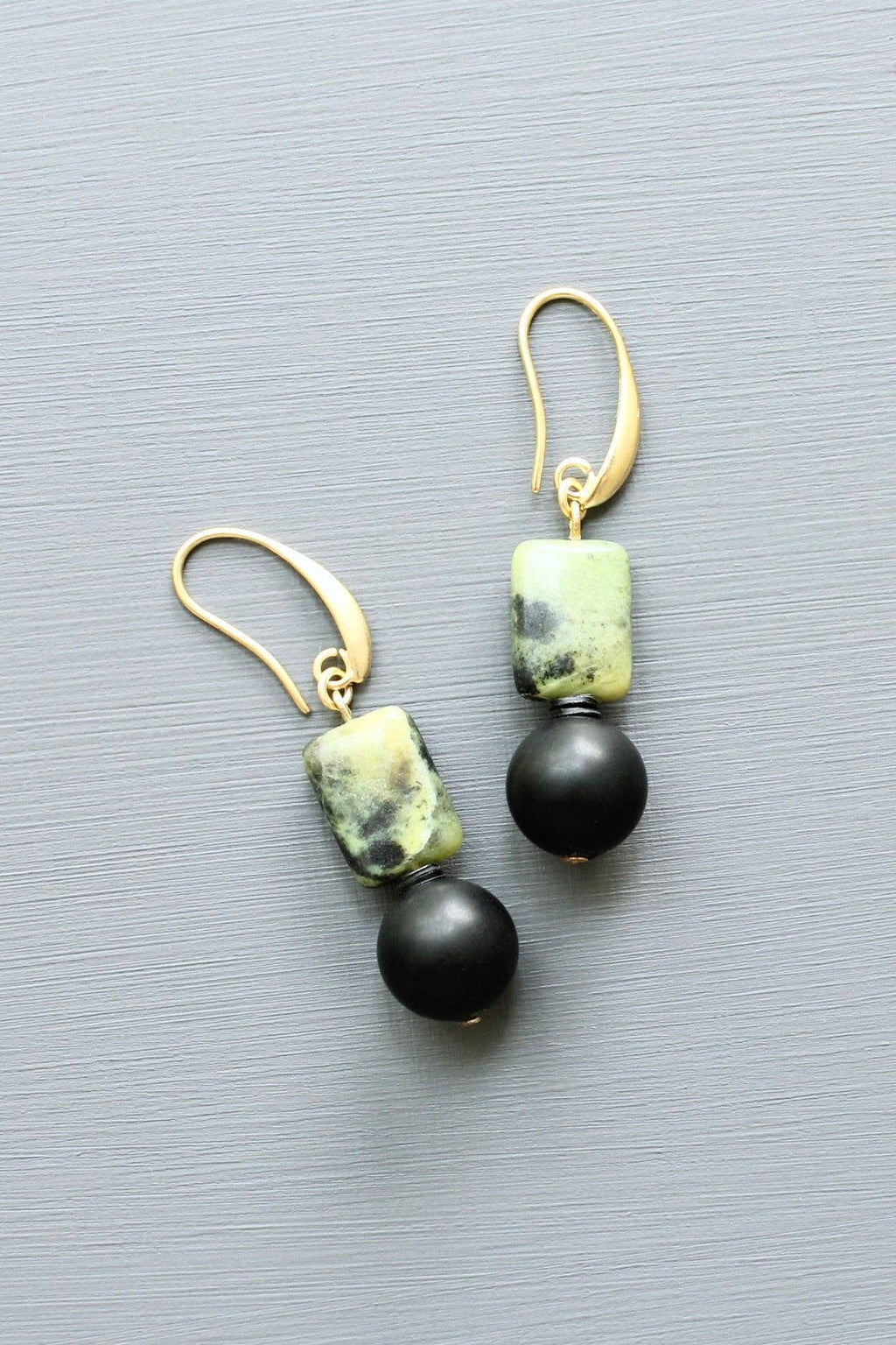 LEXE14 Green jasper earrings
