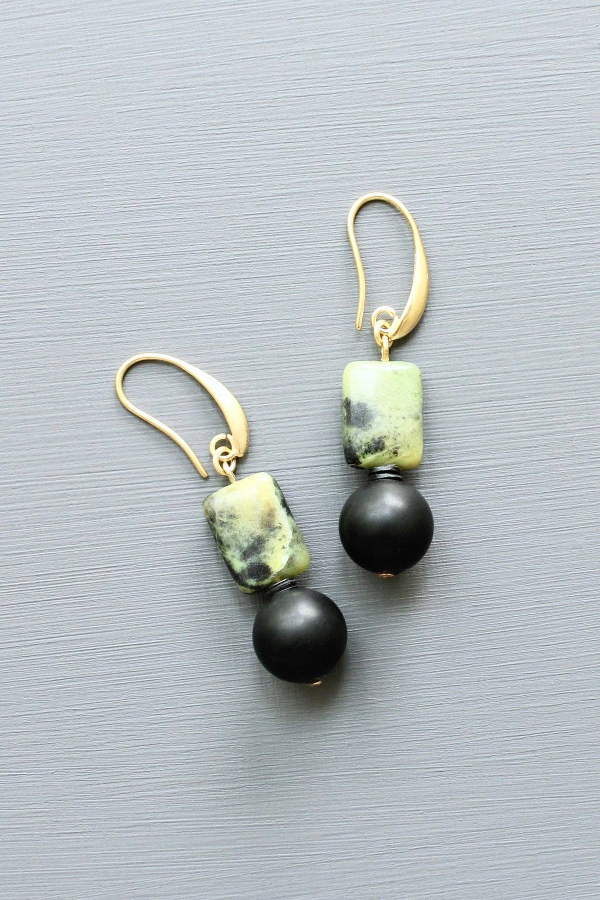 LEXE14 Green jasper earrings