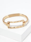 Hammered Metal Rectangle Accent Spring Hook Closure Bangle Bracelet