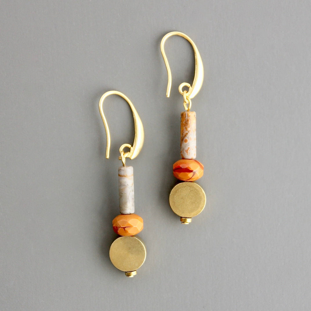 CHRE28 Jasper and glass earrings