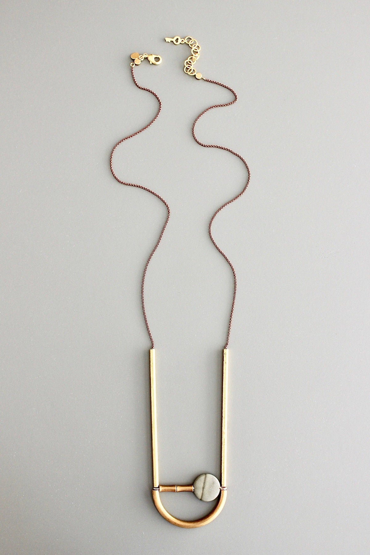 ATH134 Geometric brass and jasper necklace