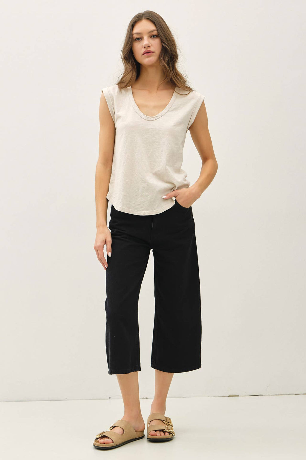 NEW SHADE-BASIC CAP SLEEVE GARMENT DYED TOP