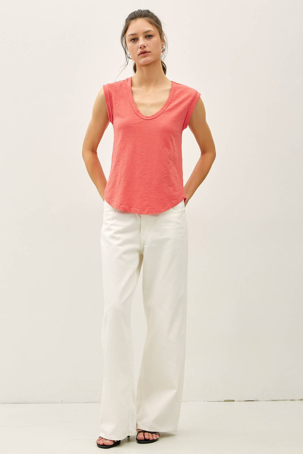NEW SHADE-BASIC CAP SLEEVE GARMENT DYED TOP