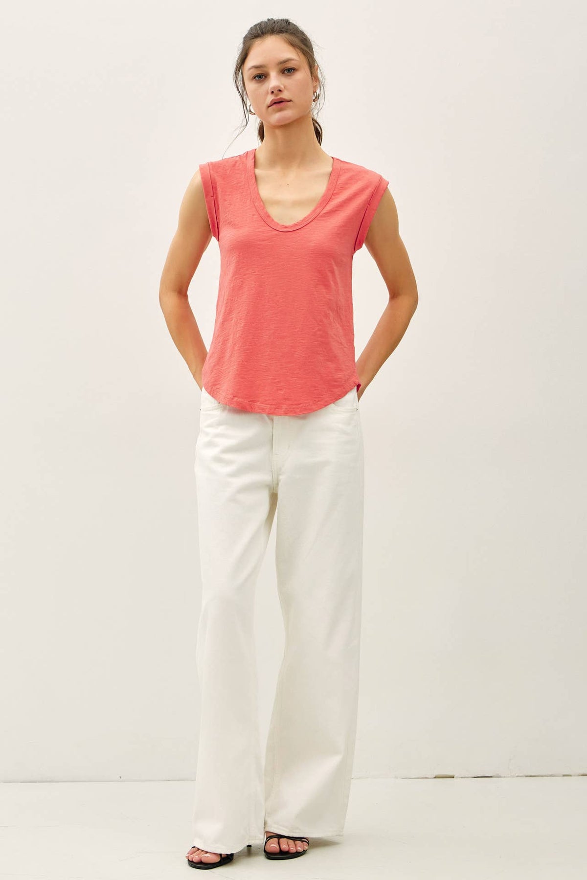NEW SHADE-BASIC CAP SLEEVE GARMENT DYED TOP