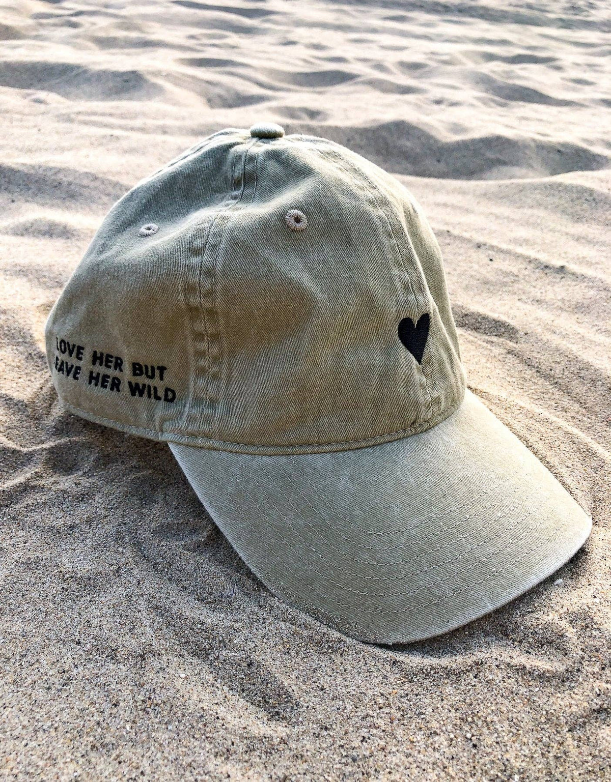 Embroidered Heart Women's Baseball Cap in Light Beige