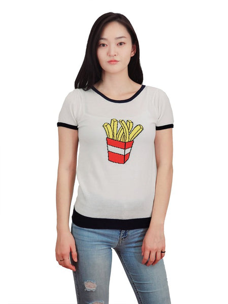 Short Sleeve French Fries T-Shirt Sweater Top