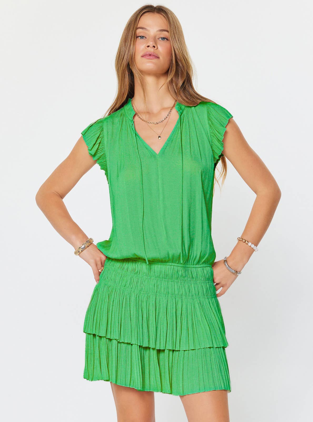 Zoey Pleated Mini Dress
