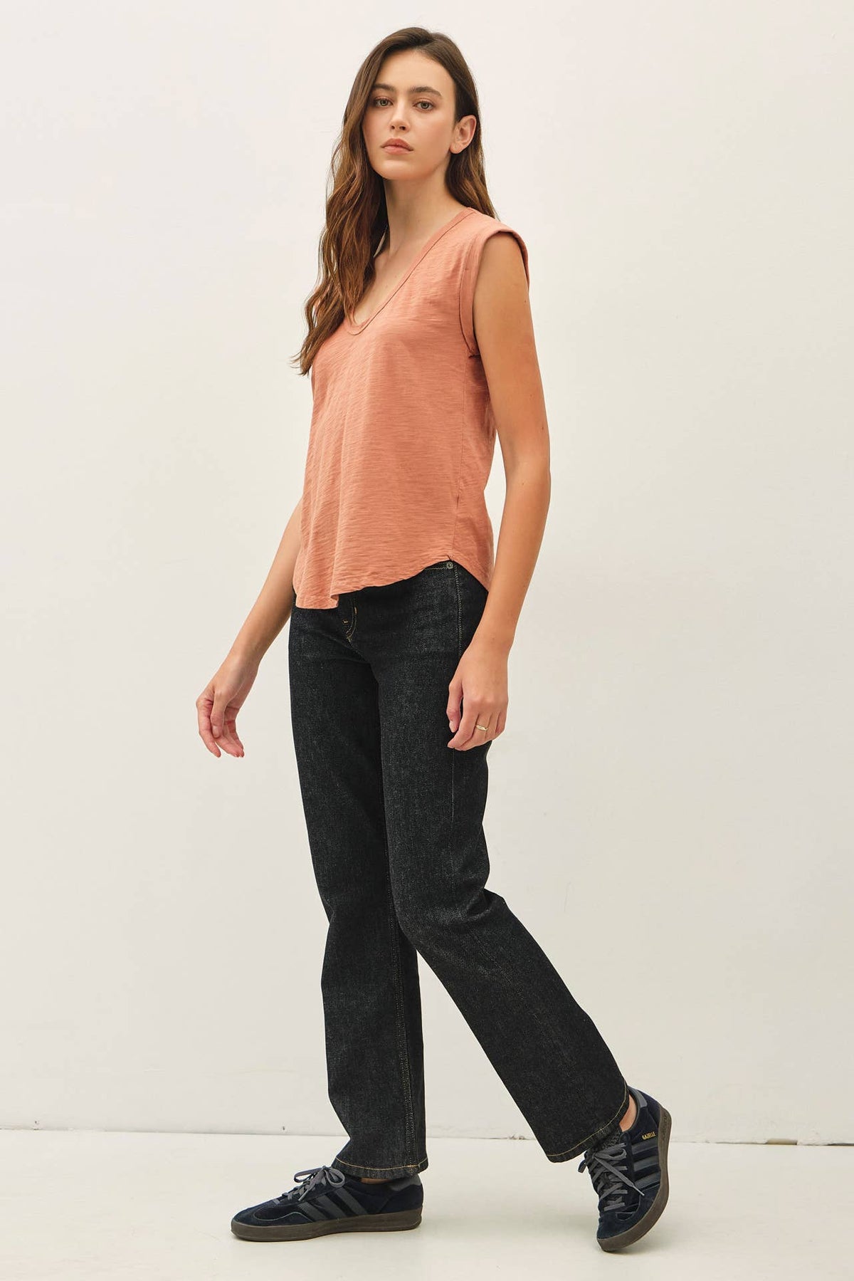 NEW SHADE-BASIC CAP SLEEVE GARMENT DYED TOP