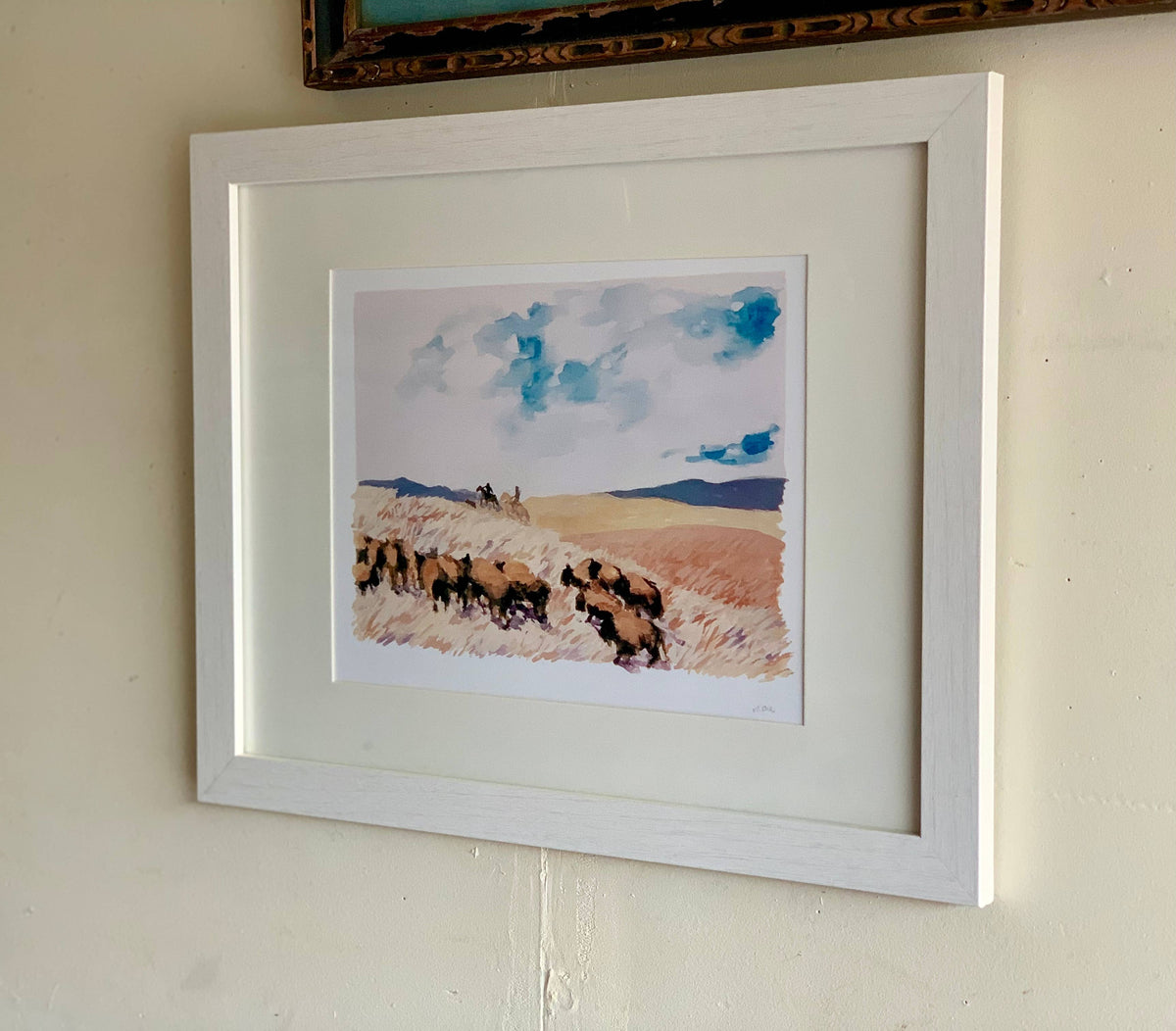 Bison Herd Landscape Art Print Wall Decor